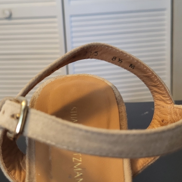 Stuart WeitzmanSundraped Suede Platform Wedge Sandals, Med. Beig - Picture 7 of 11